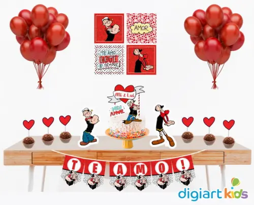 Kit Decoração Dia dos Namorados Olivia e Popeye