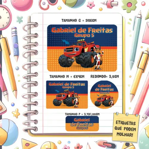 Kit Etiq. Escolares Blazer The Monster Machines 79 Unidades