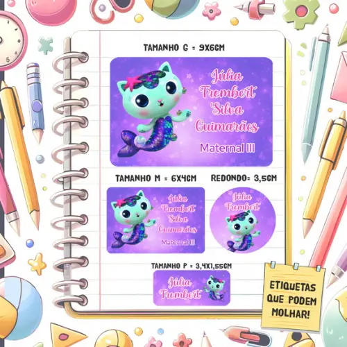 Kit Etiq.escolares Casa Mágica da Gabby Sereiata 79 Unidades