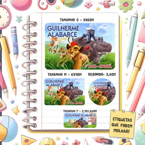 Kit Etiquetas Escolares a Guarda do Leão 79 Unidades