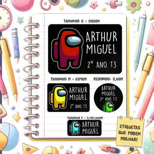 Kit Etiquetas Escolares Among Us 79 Unidades