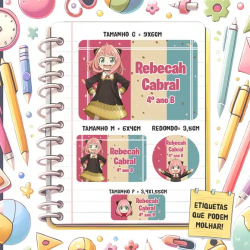 Kit Etiquetas Escolares Anya Forger 79 Unidades