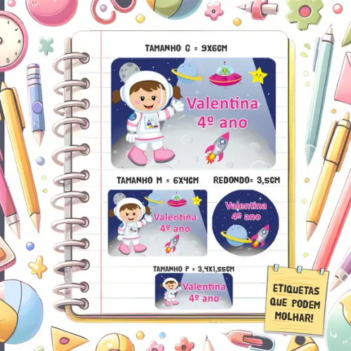 Kit Etiquetas Escolares Astronauta 79 Unidades
