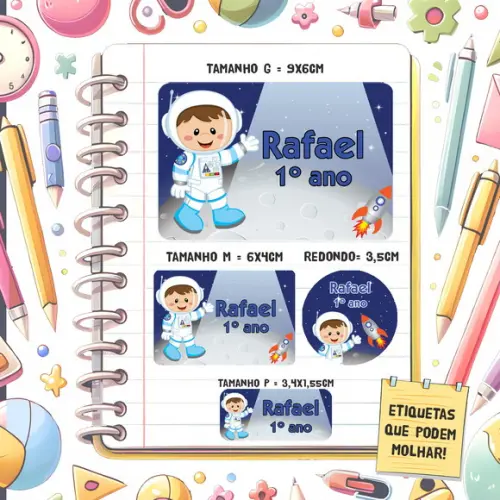Kit Etiquetas Escolares Astronauta 79 Unidades