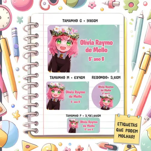 Kit Etiquetas Escolares Anya Forger 79 Unidades