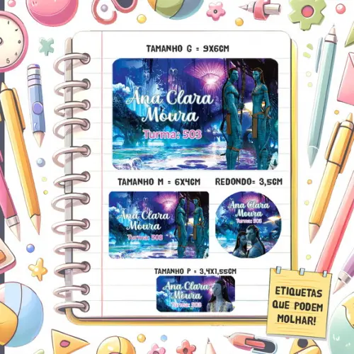 Kit Etiquetas Escolares Avatar 79 Unidades