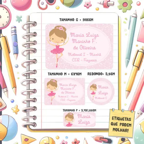Kit Etiquetas Escolares Bailarina 79 Unidades