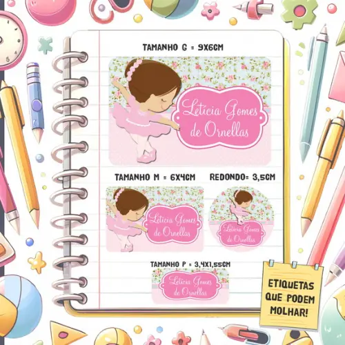 Kit Etiquetas Escolares Bailarina 79 Unidades