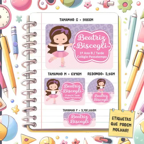 Kit Etiquetas Escolares Bailarina 79 Unidades