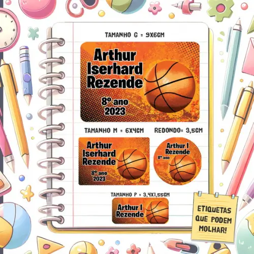 Kit Etiquetas Escolares Basquete 79 Unidades