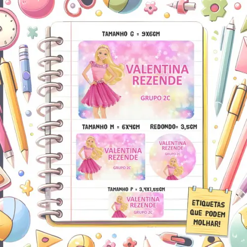 Kit Etiquetas Escolares Barbie 79 Unidades
