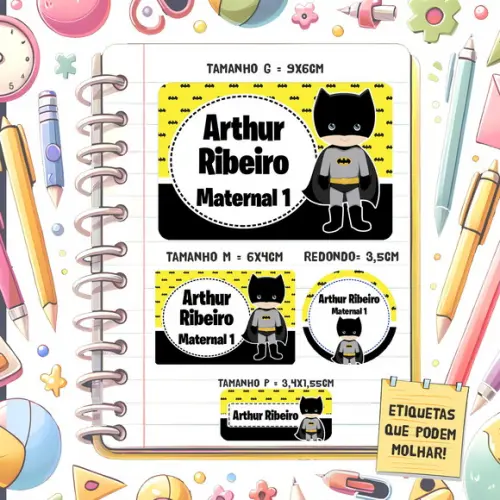 Kit Etiquetas Escolares Batman Cute 79 Unidades