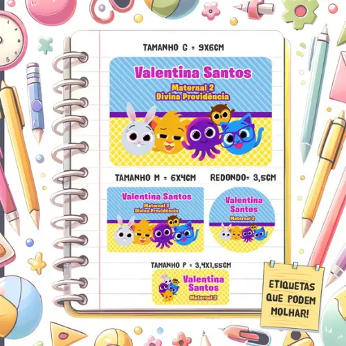 Kit Etiquetas Escolares Bolofofos 79 Unidades
