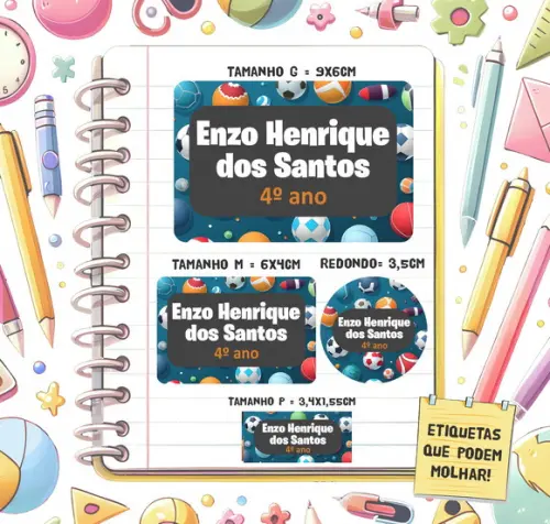 Kit Etiquetas Escolares Bolas 79 Unidades