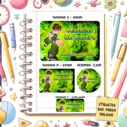 Kit Etiquetas Escolares Ben 10 79 Unidades