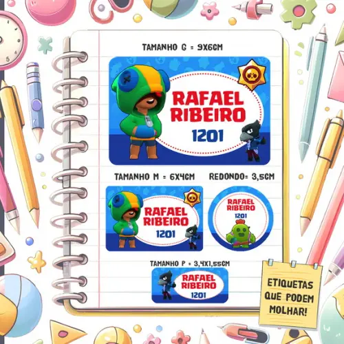 Kit Etiquetas Escolares Brawl Stars 79 Unidades