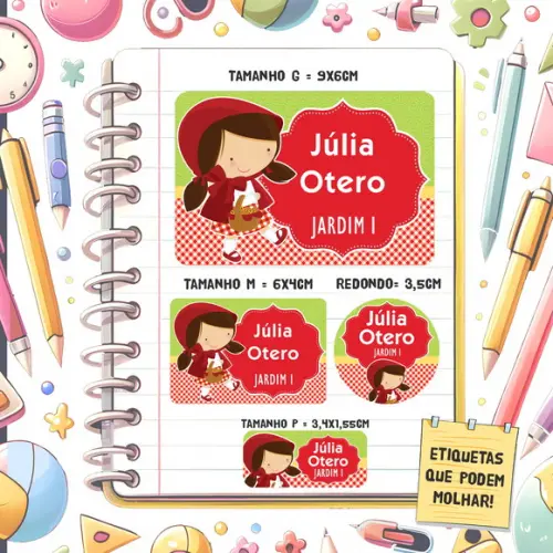 Kit Etiquetas Escolares Chapeuzinho Vermelho 79 Unidades