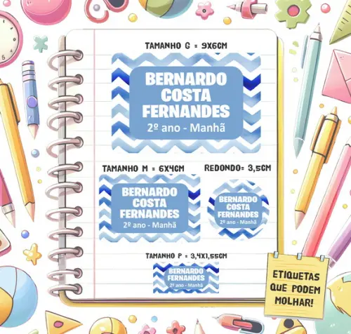 Kit Etiquetas Escolares Chevron 79 Unidades