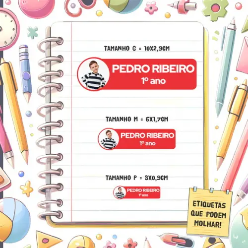Kit Etiquetas Escolares com Foto 84 Unidades