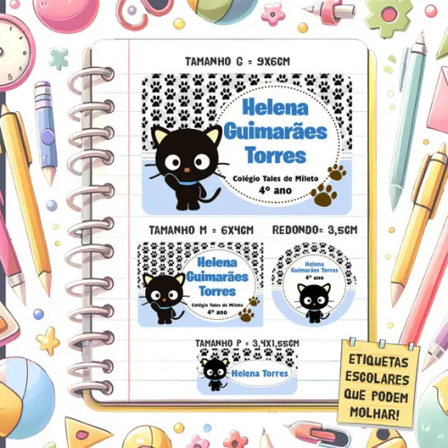 Kit Etiquetas Escolares Chococat 79 Unidades