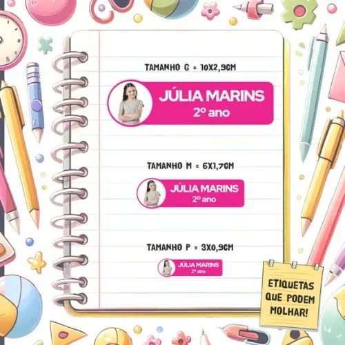 Kit Etiquetas Escolares com Foto 84 Unidades