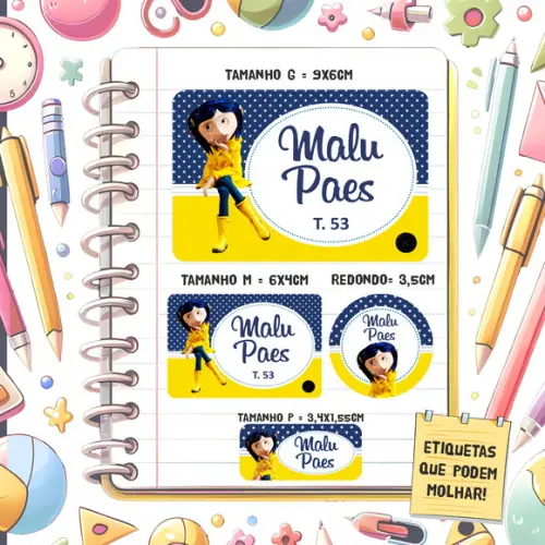 Kit Etiquetas Escolares Coraline 79 Unidades