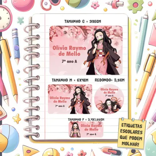 Kit Etiquetas Escolares Damon Slayer 79 Unidades