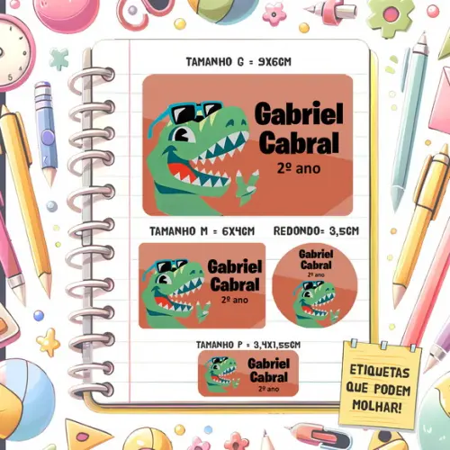 Kit Etiquetas Escolares Dinossauro Puket 79 Unidades