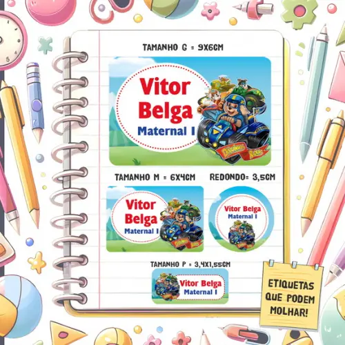 Kit Etiquetas Escolares Doguinhos Radicais 79 Unidades