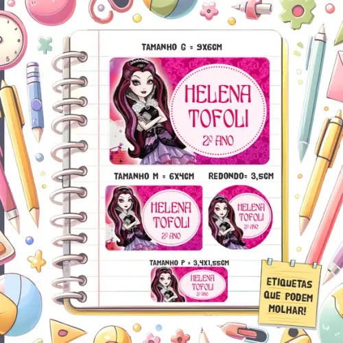 Kit Etiquetas Escolares Ever After High 79 Unidades