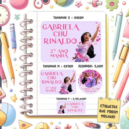 Kit Etiquetas Escolares Encanto Isabela 79 Unidades