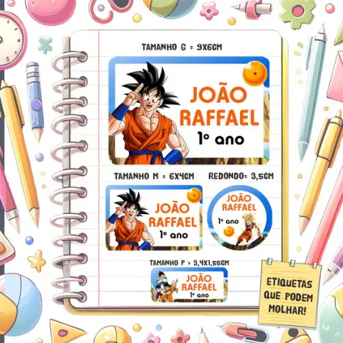 Kit Etiquetas Escolares Dragon Ball Z 79 Unidades