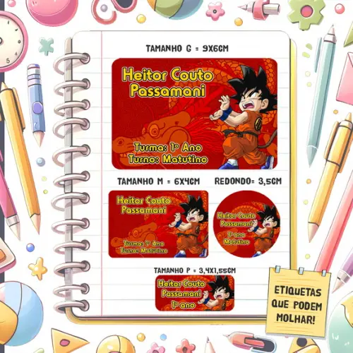 Kit Etiquetas Escolares Dragon Ball 79 Unidades