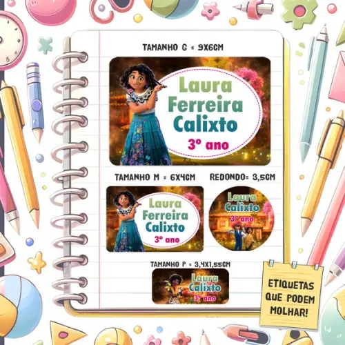 Kit Etiquetas Escolares Encanto 79 Unidades