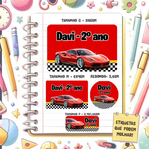 Kit Etiquetas Escolares Ferrari 79 Unidades