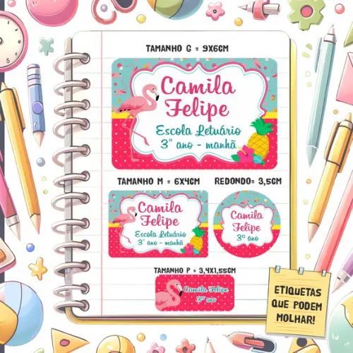 Kit Etiquetas Escolares Flamingo 79 Unidades