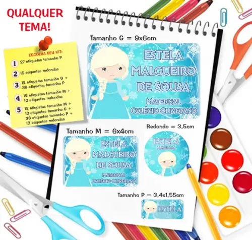 Kit Etiquetas Escolares Frozen 79 Unidades