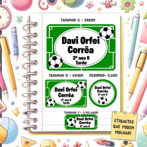 Kit Etiquetas Escolares Futebol 79 Unidades