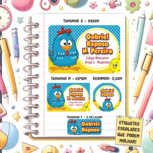 Kit Etiquetas Escolares Galinha Pintadinha 79 Unidades