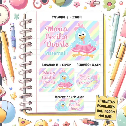 Kit Etiquetas Escolares Galinha Pintadinha Candy 79 Unidades