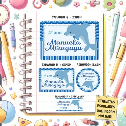 Kit Etiquetas Escolares Golfinho 79 Unidades