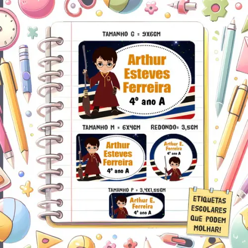 Kit Etiquetas Escolares Harry Potter 79 Unidades
