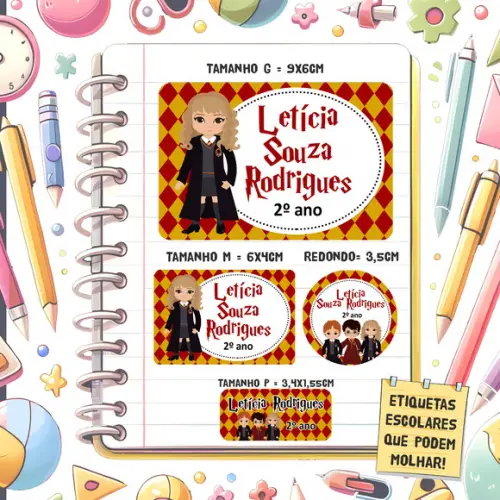 Kit Etiquetas Escolares Harry Potter Cute 79 Unidades