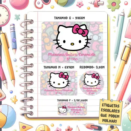 Kit Etiquetas Escolares Hello Kitty 79 Unidades