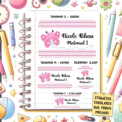 Kit Etiquetas Escolares Jardim 79 Unidades