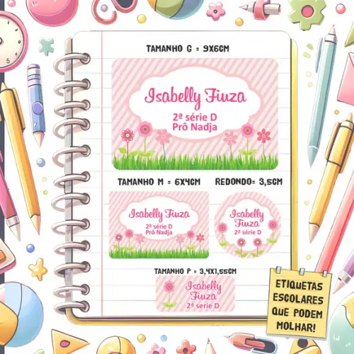 Kit Etiquetas Escolares Jardim 79 Unidades