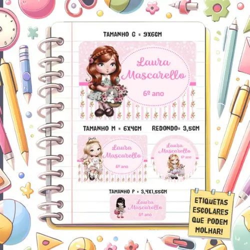 Kit Etiquetas Escolares Jolie 79 Unidades