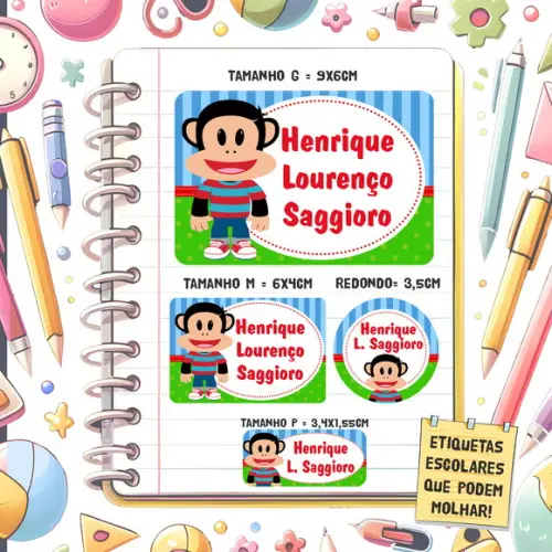 Kit Etiquetas Escolares Julius Jr 79 Unidades