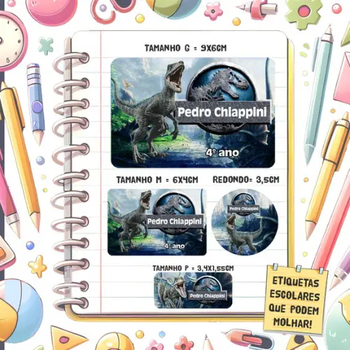 Kit Etiquetas Escolares Jurassic World 79 Unidades
