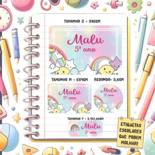 Kit Etiquetas Escolares Kawaii 79 Unidades